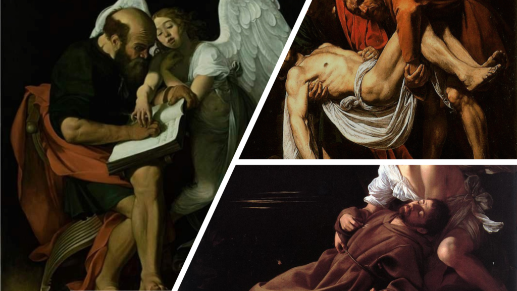 3 Caravaggio paintings Rejected painting, Entombent of Christ, Ecstasy of Saint Francis os Assisi