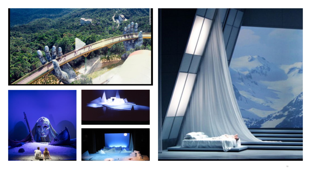 Photos of various production design concepts